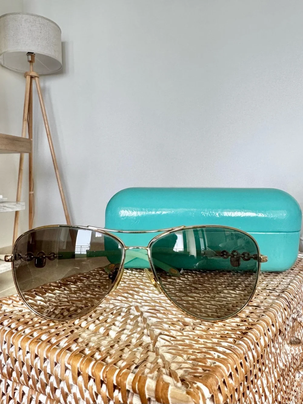 Tiffany & Co. Locks Pilot Aviator Sunglasses